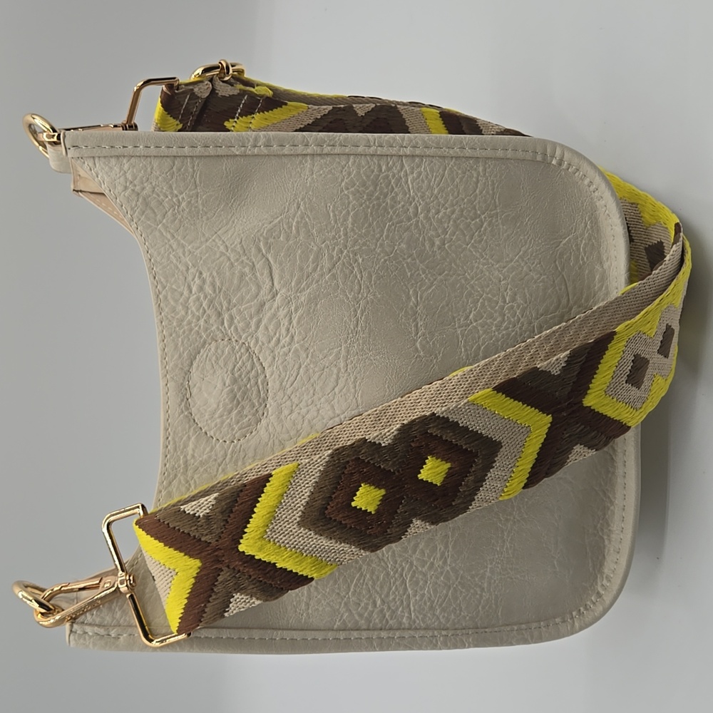 AH-DORNED Small Messenger Bag Ivory w/ Pattern Adustable & Interchangeable Strap